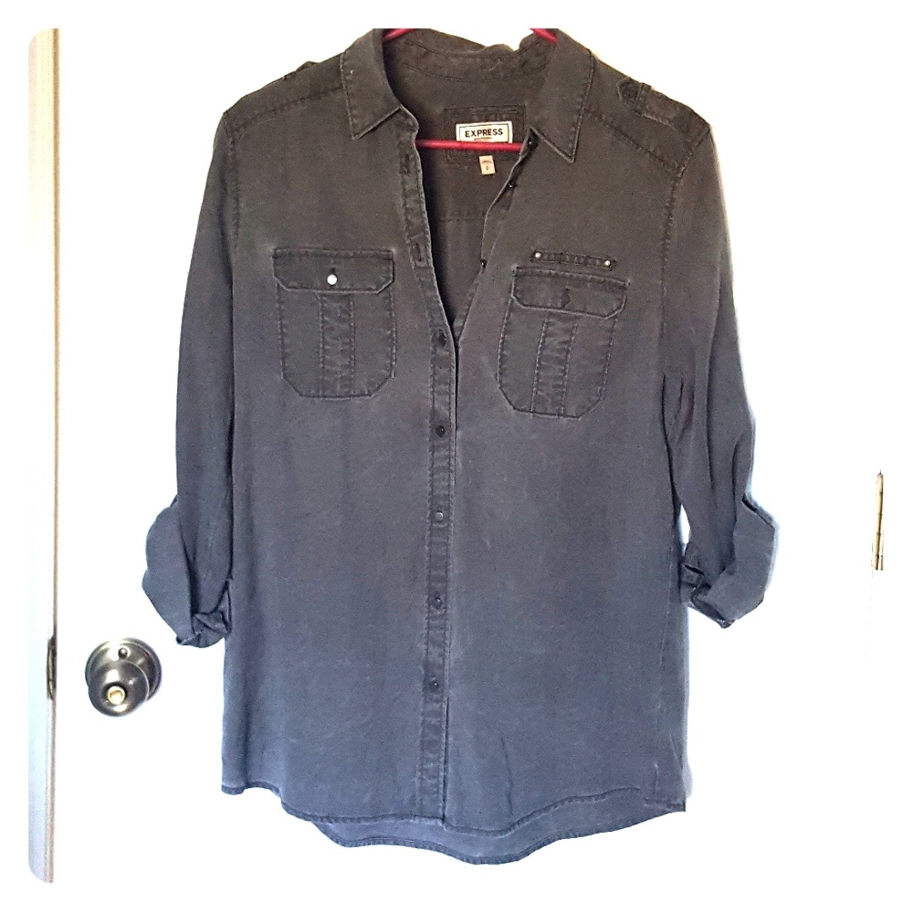 Long - sleeved boyfriend button - up
